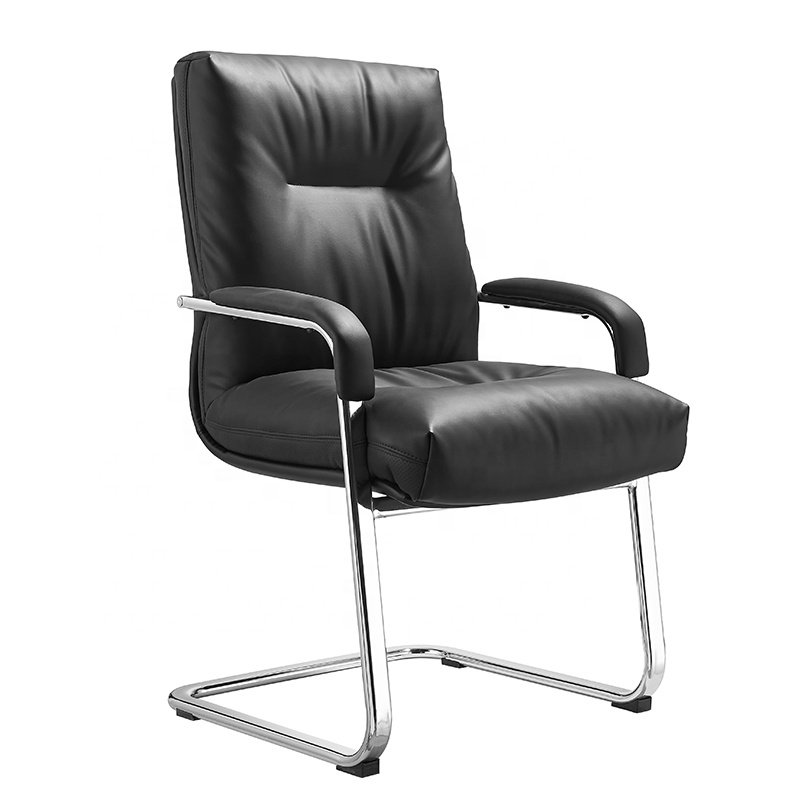 Ergonomic High Back Swivel Boss Ribbed PU Leather Office Chair Modern, Black