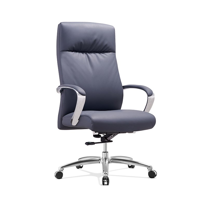 Ergonomic High Back Swivel Boss Ribbed PU Leather Office Chair Modern, Black