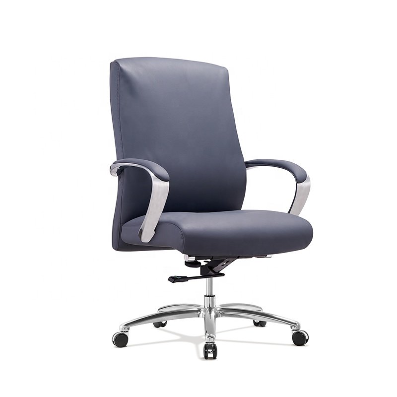 Ergonomic High Back Swivel Boss Ribbed PU Leather Office Chair Modern, Black