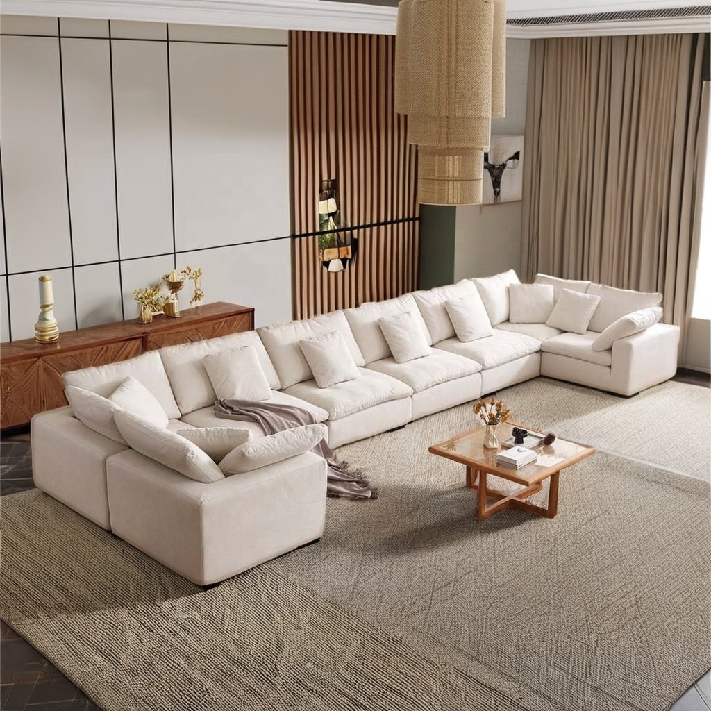 Hot Sale Japanese Style Solid Wood Frame Furniture Living Room Sofa Modular Cloud Couch Sectional Sofa