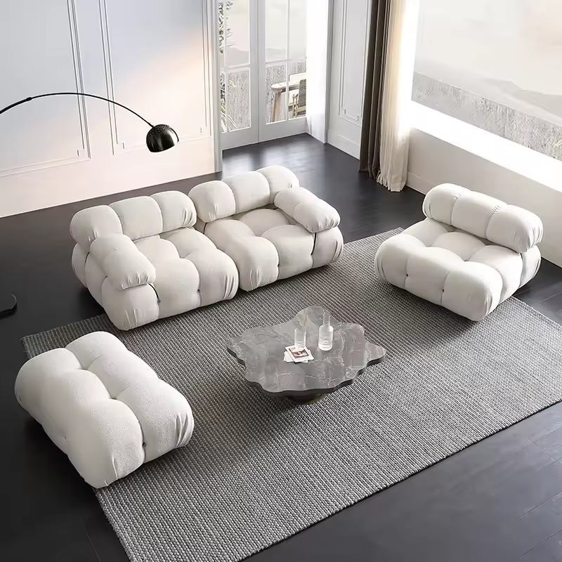 Italian Luxury Vacuum Compressed Packed Sofa Modern Tufted Sectional Floor Couch Fabric Living Room Home Modular Sofa Set