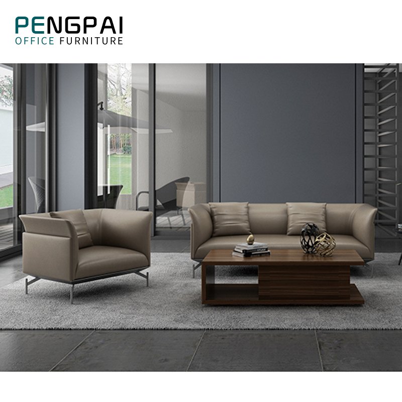 PENGPAI Elegant modern design reception sofa furniture living room luxury lounge Office sofa modern leather Office furniture