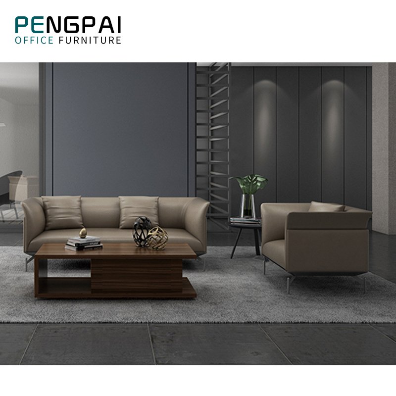 PENGPAI Elegant modern design reception sofa furniture living room luxury lounge Office sofa modern leather Office furniture