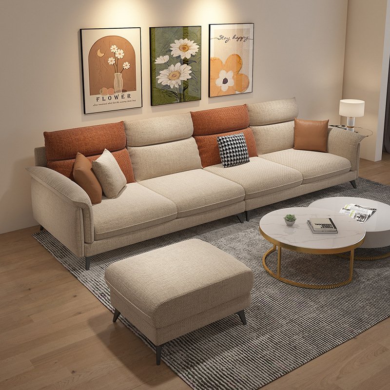 Italian Nordic Technology Cloth Three-Person Sofa Modern Simple Design for Small Apartments for Hotels Dining and Halls