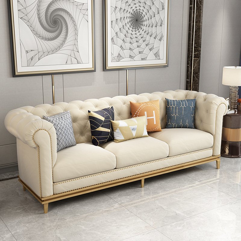 Furnistyle Furnistyle Luxury Contemporary Sectional Corner Fabric Sofa Sets Furniture With golden Metal Legs for living room