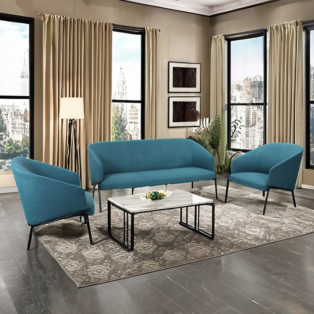 Contemporary 3-Seater Fabric Sofa Modern Design for Living Hotel Hall Apartment Mall with Foam