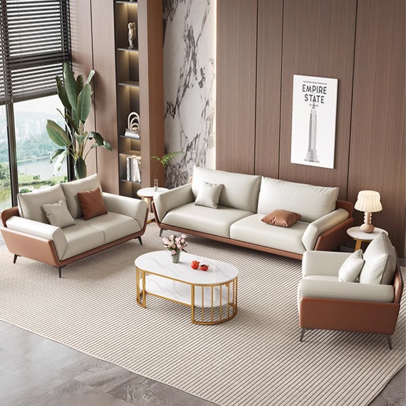Modern Minimalist Leather Office Sofa Sleek Single-Seater for Living Room and Office Spaces