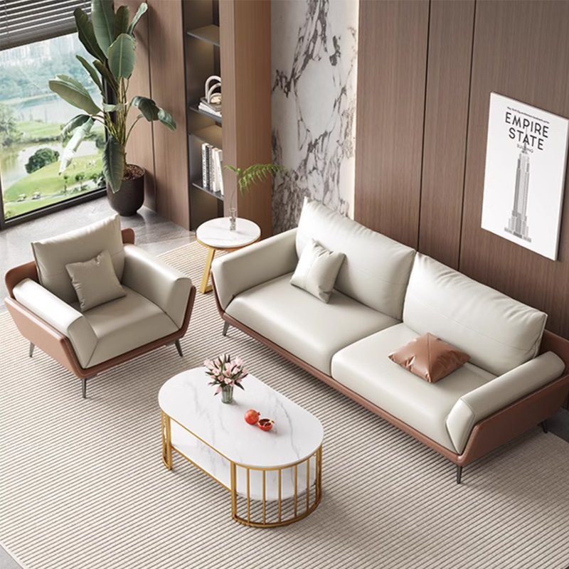 Modern Minimalist Leather Office Sofa Sleek Single-Seater for Living Room and Office Spaces
