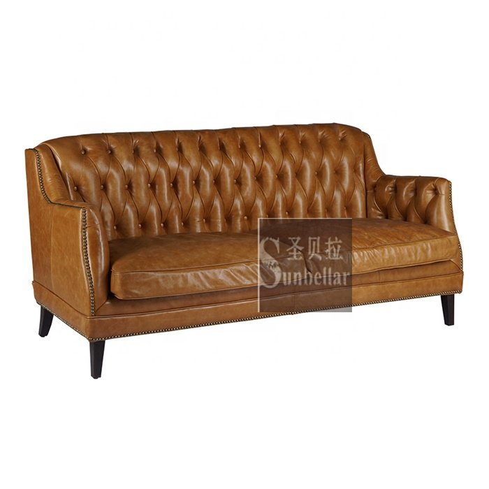 office furniture sofa genuine leather office sofa set luxury full tufted buttons American style chesterfield leather sofa