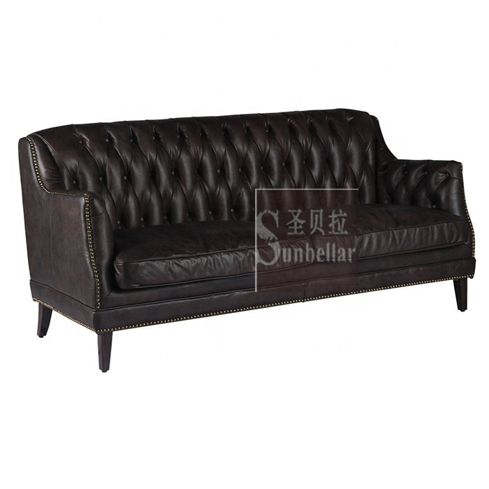 office furniture sofa genuine leather office sofa set luxury full tufted buttons American style chesterfield leather sofa