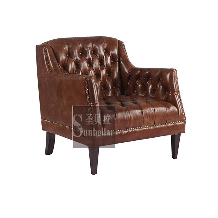 office furniture sofa genuine leather office sofa set luxury full tufted buttons American style chesterfield leather sofa
