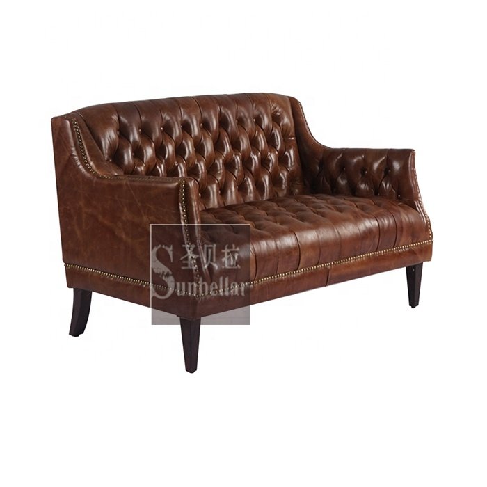 office furniture sofa genuine leather office sofa set luxury full tufted buttons American style chesterfield leather sofa