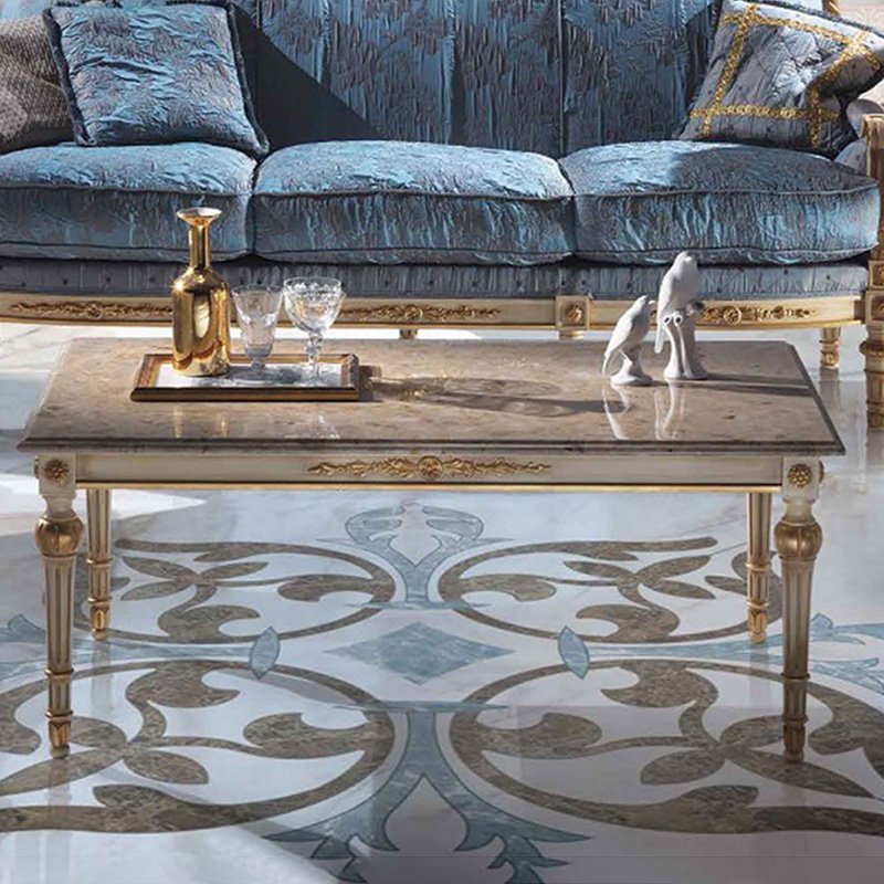 European Style Furniture Sets Blue Fabric 1+2+3 Seater Wooden Villa Sofa Living Room Leisure Sectional Sofas