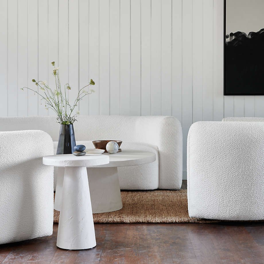 Italian Nordic Style Curved White Boucle Sofa Luxury