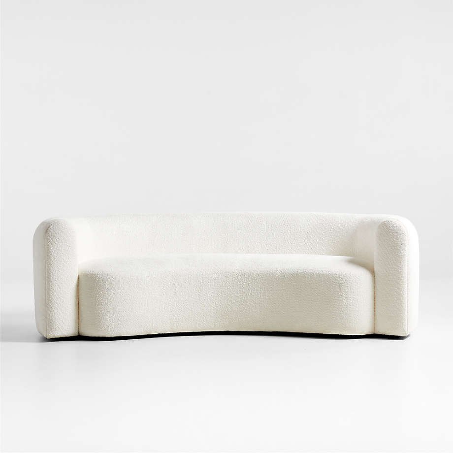 Italian Nordic Style Curved White Boucle Sofa Luxury