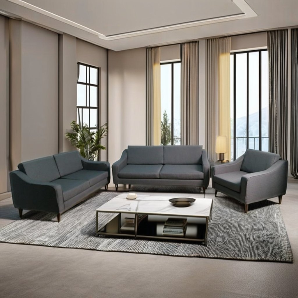 Simple Design 3-2-1 Wood Metal Love Seat Section-Washable Leather Sofa Set Bedroom Hotels Hospitals Easy KD Living Room