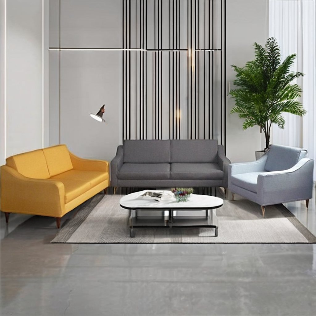Simple Design 3-2-1 Wood Metal Love Seat Section-Washable Leather Sofa Set Bedroom Hotels Hospitals Easy KD Living Room