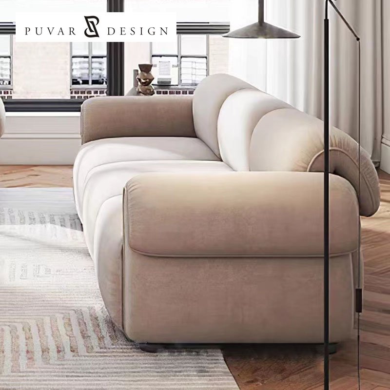 French Modern Luxury White Cashmere Fabric I-Shaped Modular Living Room Sofa for Home Villa Hotel