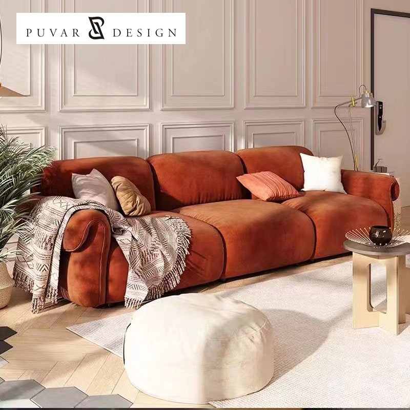 French Modern Luxury White Cashmere Fabric I-Shaped Modular Living Room Sofa for Home Villa Hotel
