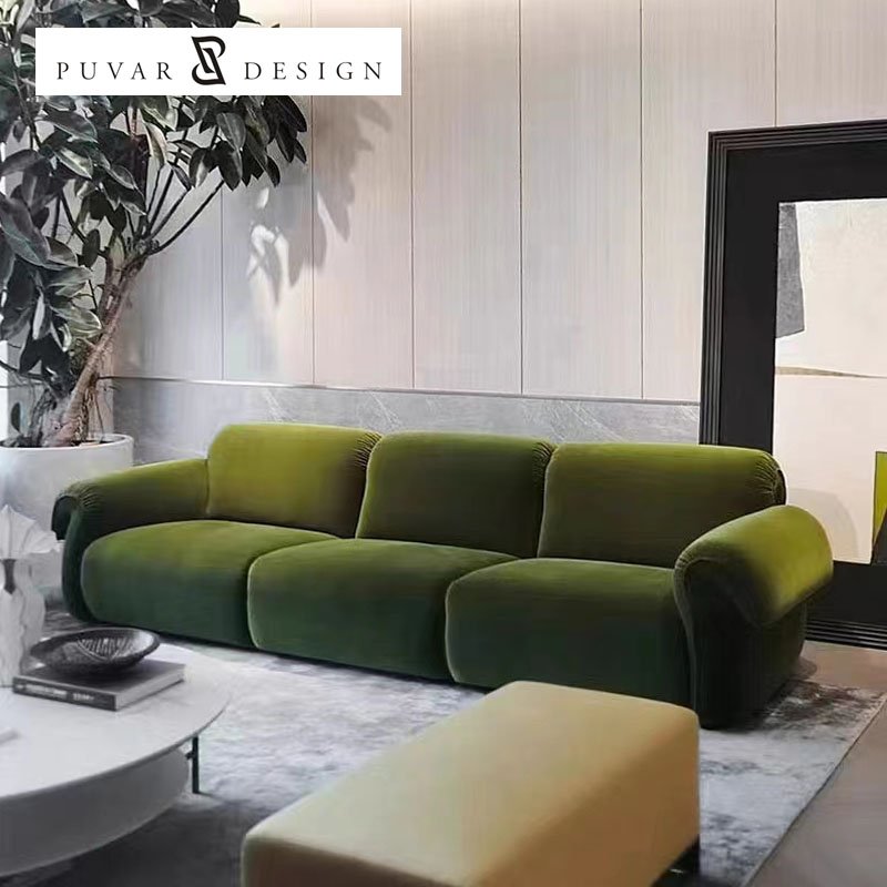 French Modern Luxury White Cashmere Fabric I-Shaped Modular Living Room Sofa for Home Villa Hotel