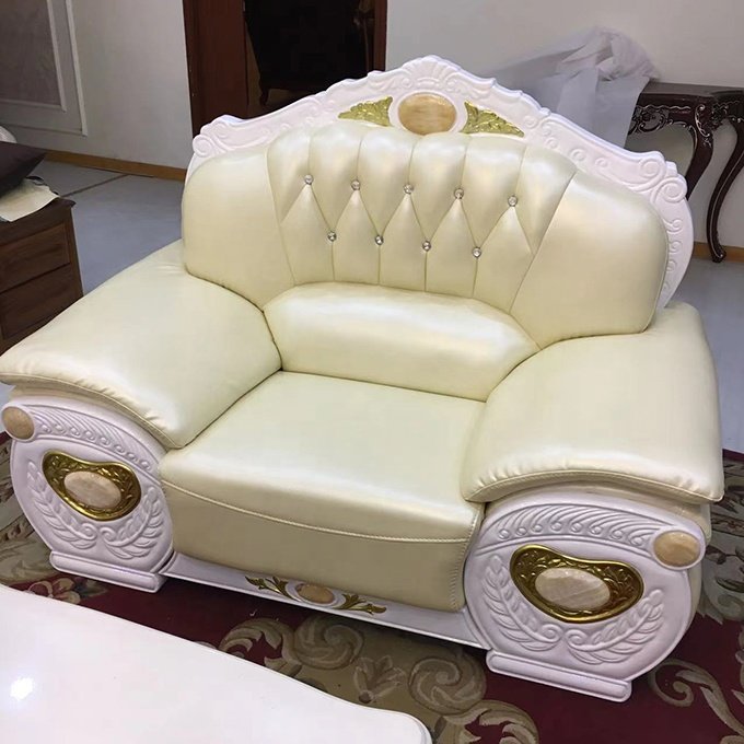 Guangdong factory hotsale in USA door to door milk white leather sofa set