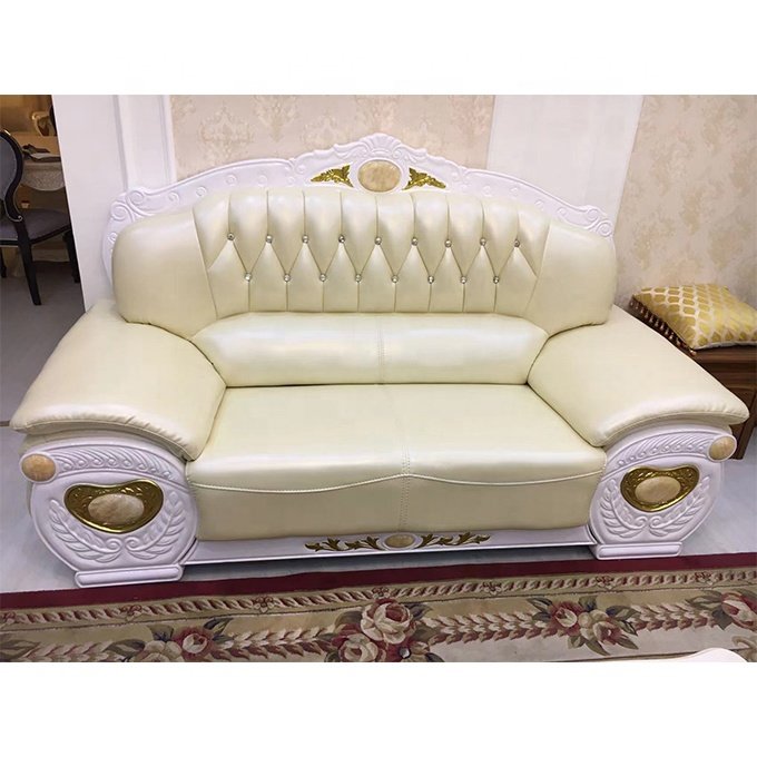 Guangdong factory hotsale in USA door to door milk white leather sofa set