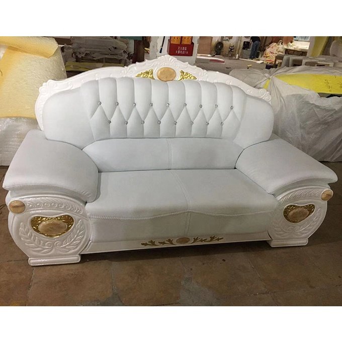 Guangdong factory hotsale in USA door to door milk white leather sofa set