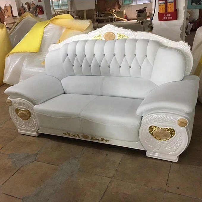 Guangdong factory hotsale in USA door to door milk white leather sofa set