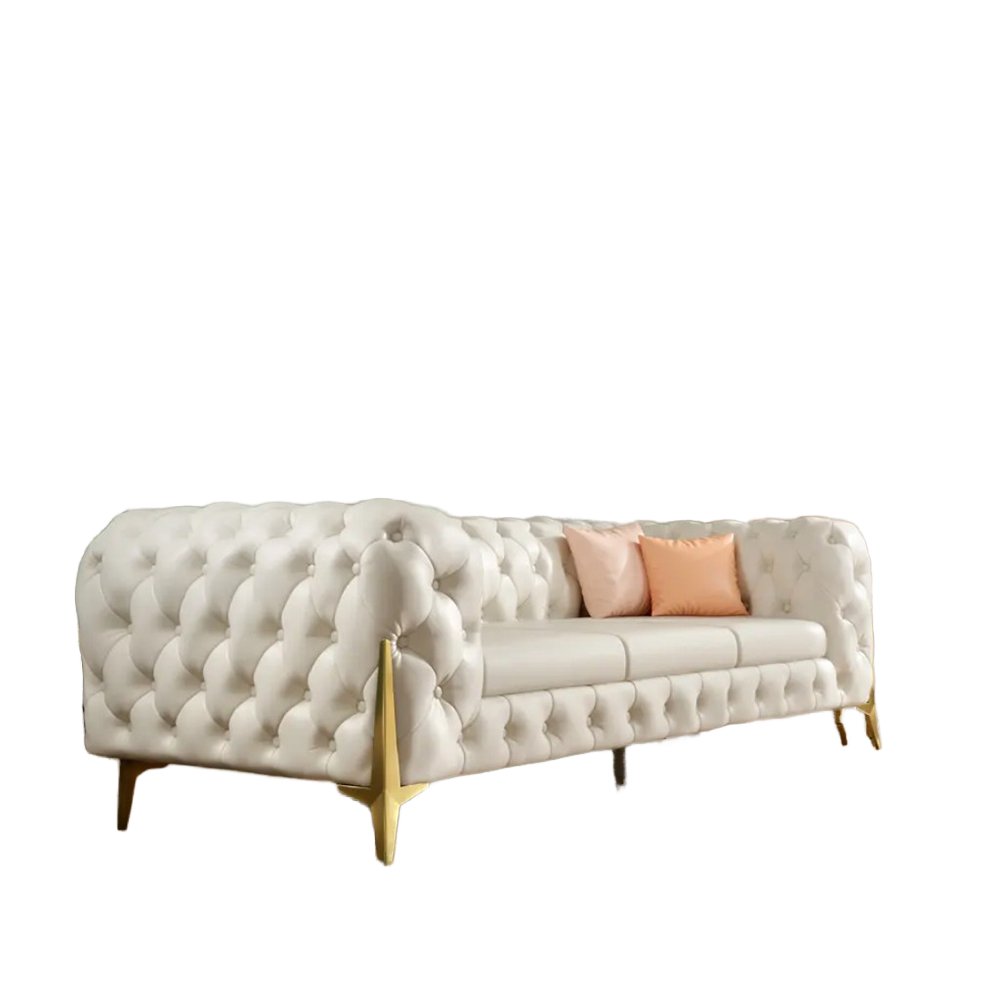 Customized High Quality Beige Italian Leather Chesterfield Set Luxury Tufted Dining Office Sofa Furniture for Bed Application
