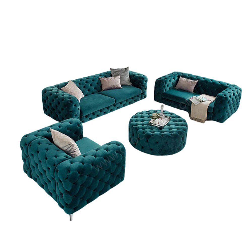 Customized High Quality Beige Italian Leather Chesterfield Set Luxury Tufted Dining Office Sofa Furniture for Bed Application