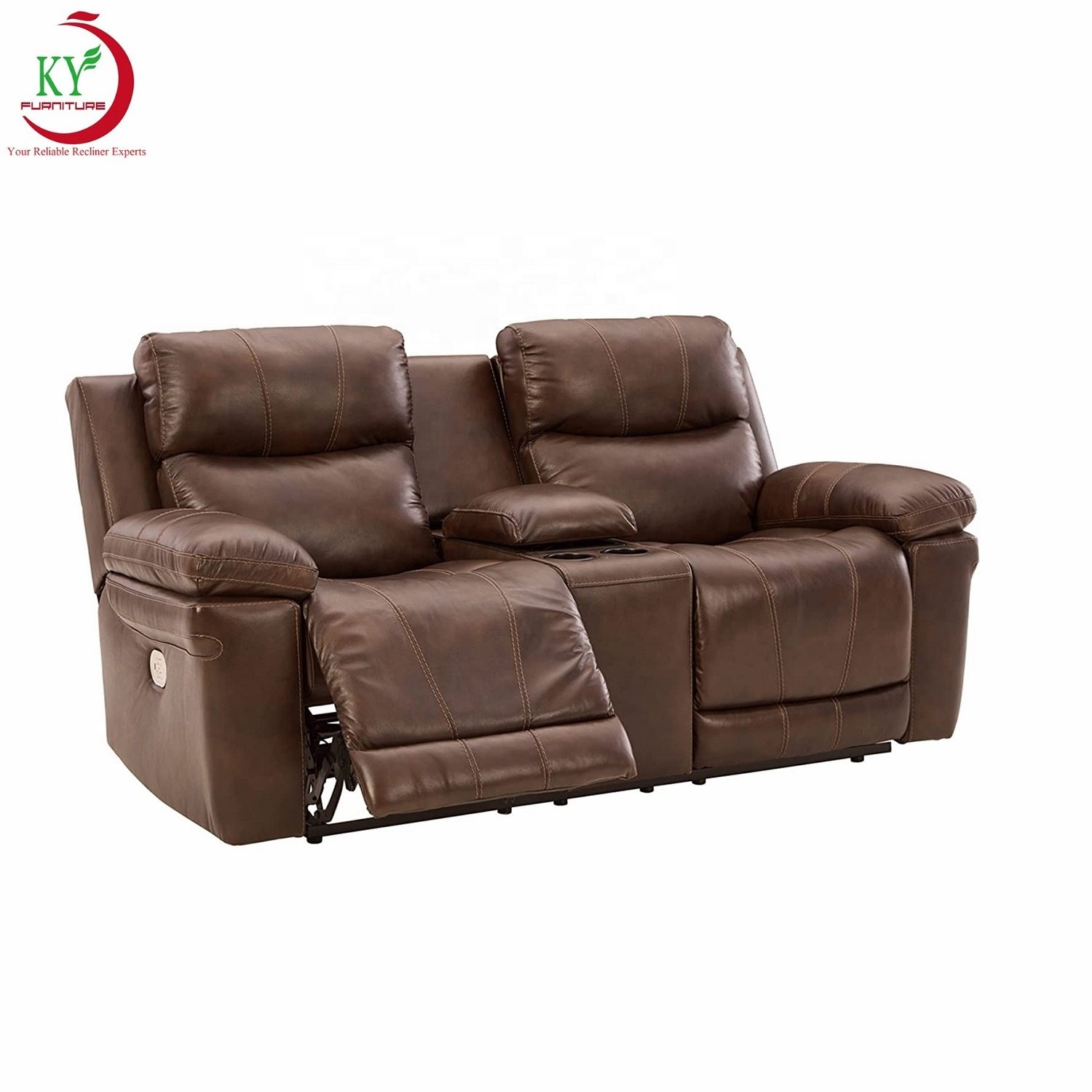 JKY Furniture Sofa Reclinable Electric Synthetic Leather ZOY Furniture For Living Room With Middle Console And Cup Holders