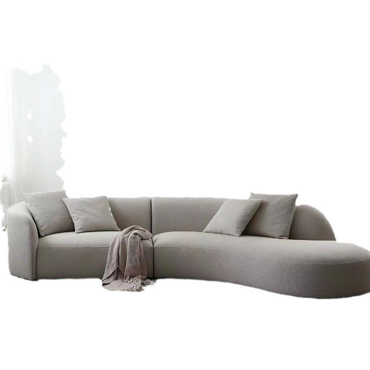 Nordic Style Modern White Grey Velvet Curved Sofa Set Cover For Living Room Furniture Apartment Use