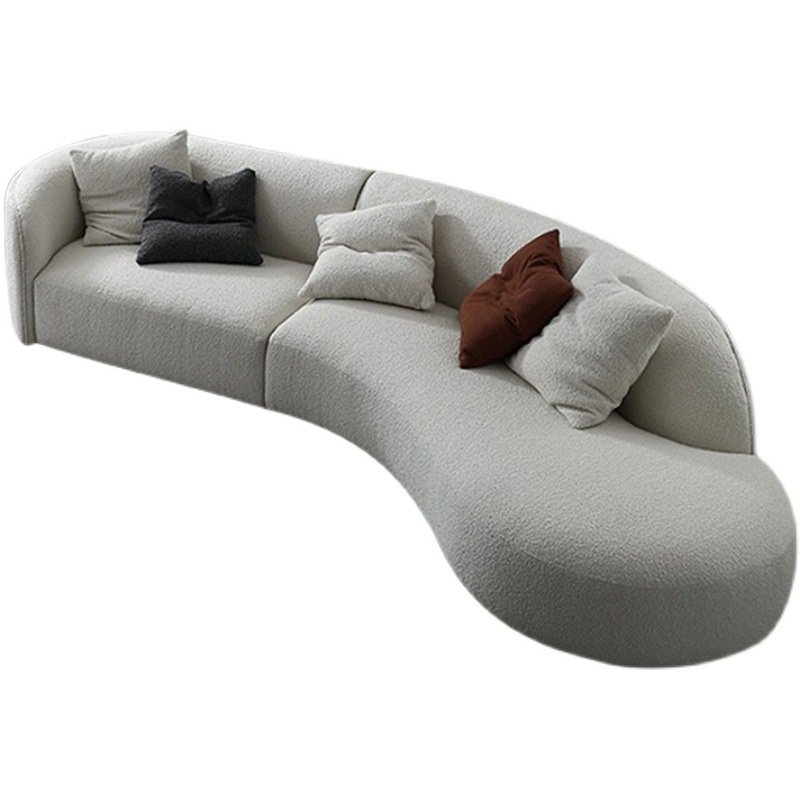 Nordic Style Modern White Grey Velvet Curved Sofa Set Cover For Living Room Furniture Apartment Use