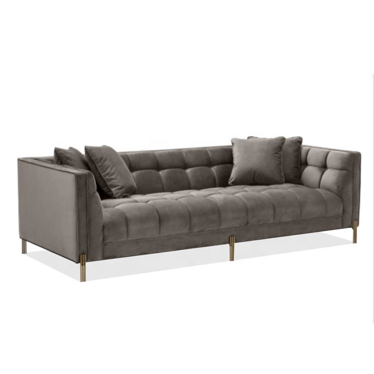 Factory Modern Velvet Fabric Tufted Section Sofa Set Furniture Sectionals Chesterfield Living Room Sofas China Luxury 3 Seater