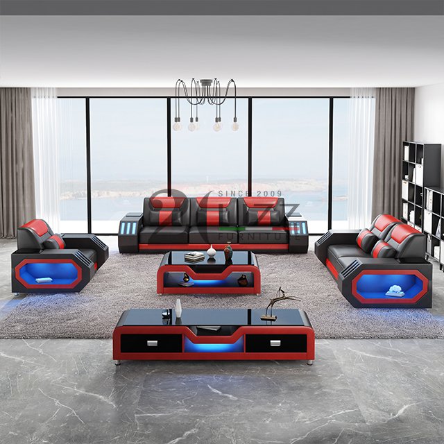 Sectional Leisure Hotel Office Top Grain Genuine Leather lounge suite Sofa Furniture Set