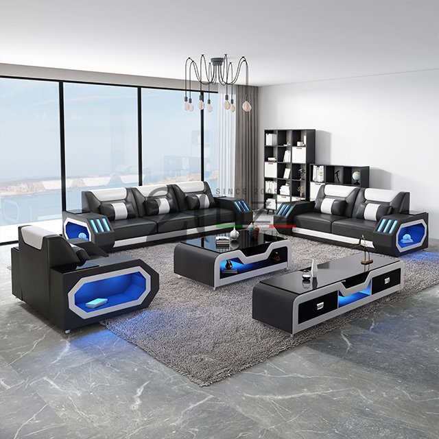 Sectional Leisure Hotel Office Top Grain Genuine Leather lounge suite Sofa Furniture Set