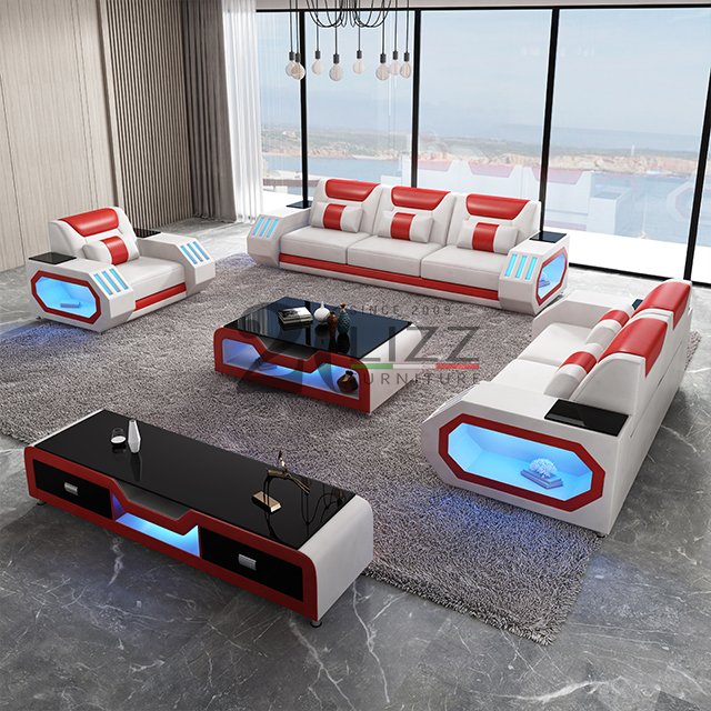 Sectional Leisure Hotel Office Top Grain Genuine Leather lounge suite Sofa Furniture Set