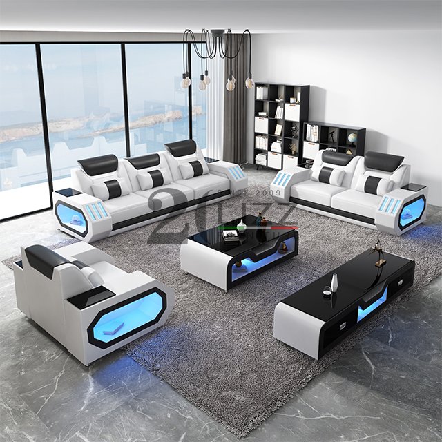 Sectional Leisure Hotel Office Top Grain Genuine Leather lounge suite Sofa Furniture Set