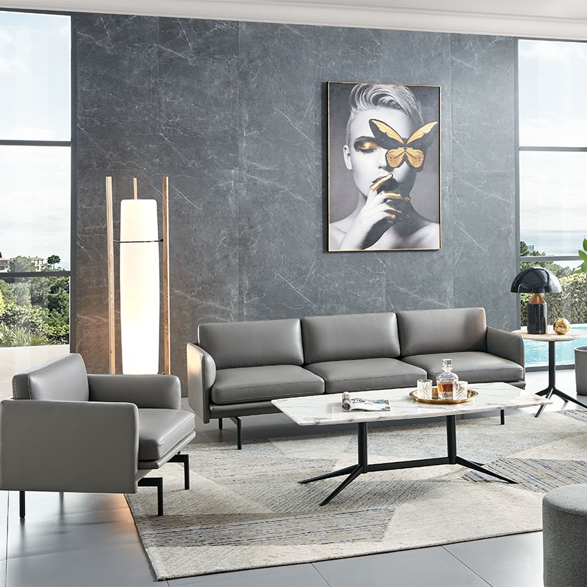 Minimalist design Leather Metal stand Office Sofa Set Hotel Furniture Sofa