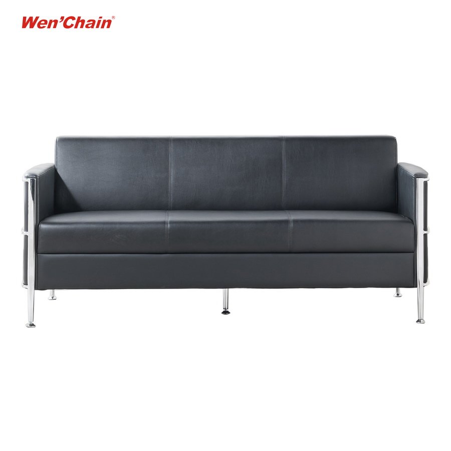 Exquisite Modern Slim Design Black PU Leather Office Visitor Reception Office Sofas Set Furniture For Office