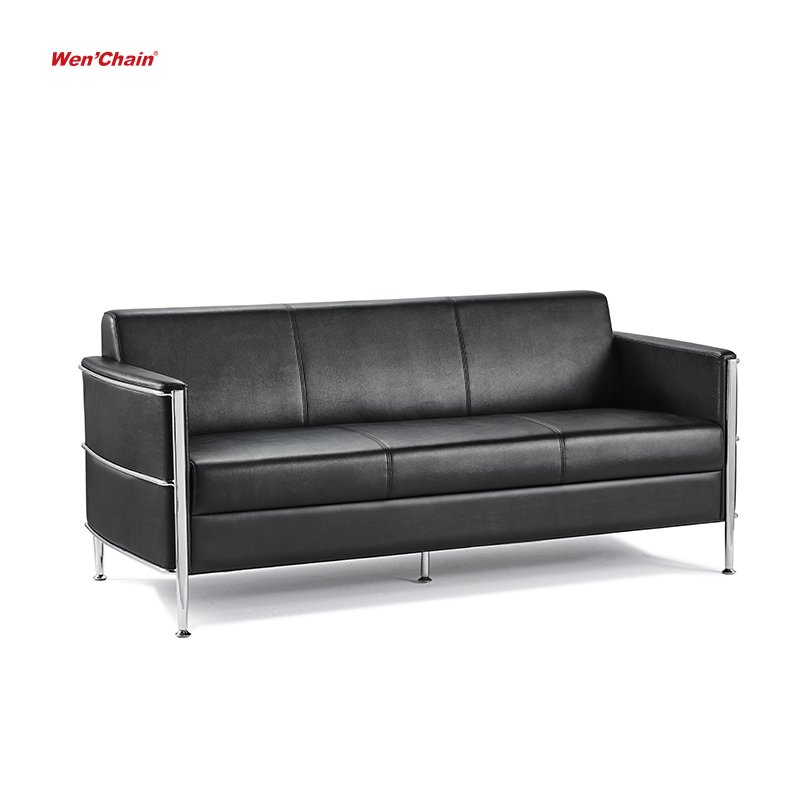 Exquisite Modern Slim Design Black PU Leather Office Visitor Reception Office Sofas Set Furniture For Office