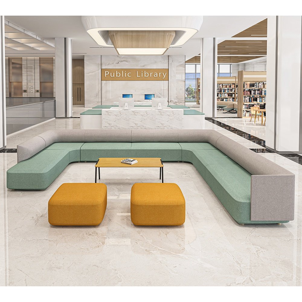 Free Combination Modern Stylish Long Navy Blue 40Kg/M3 Density Memory Foam Custom Modular Seating Furniture Sofa Set