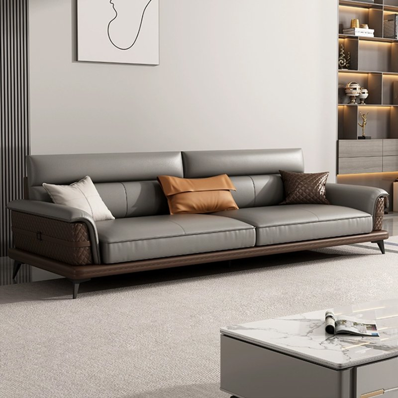 Italian Leather Minimalist Modern Office Sofa for Business Reception Living Room Hotel Use Three-Person Seat Office Furniture