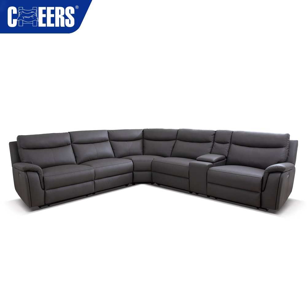 MANWAH CHEERS New Arrivals Power Modern PU Leather Living Room Leisure Sectional Sofa Set Furniture with USB nad Storage