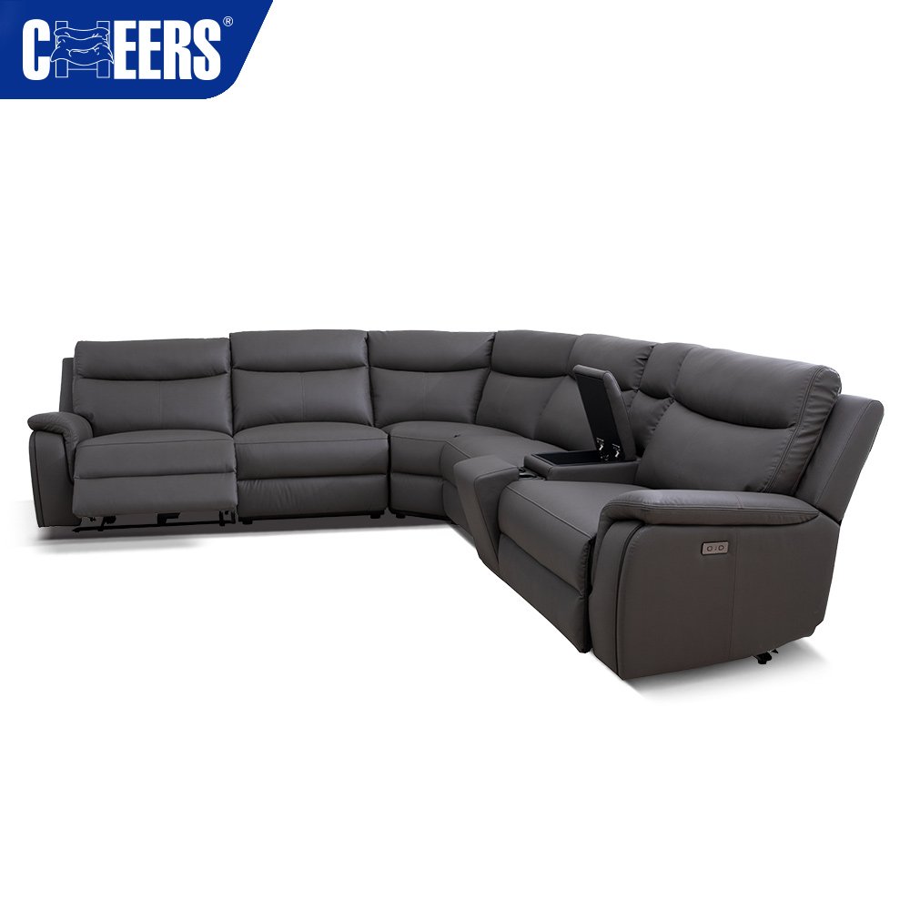 MANWAH CHEERS New Arrivals Power Modern PU Leather Living Room Leisure Sectional Sofa Set Furniture with USB nad Storage
