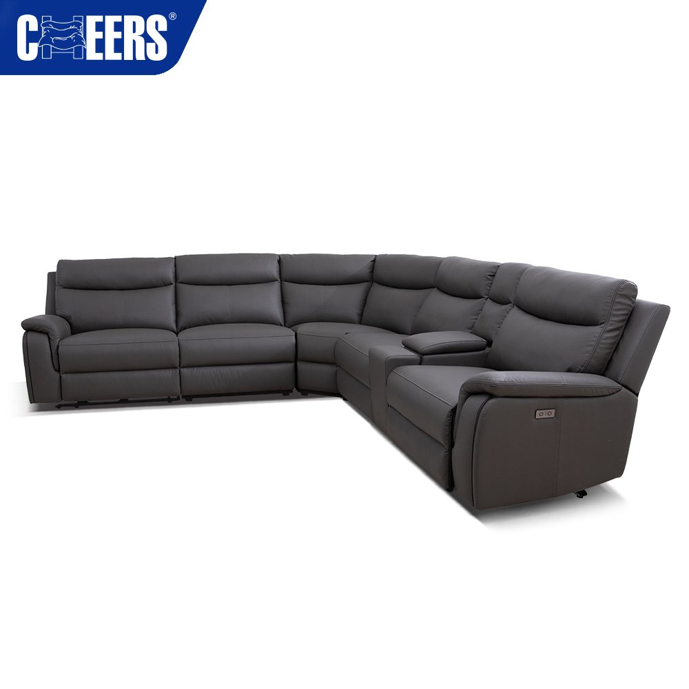 MANWAH CHEERS New Arrivals Power Modern PU Leather Living Room Leisure Sectional Sofa Set Furniture with USB nad Storage