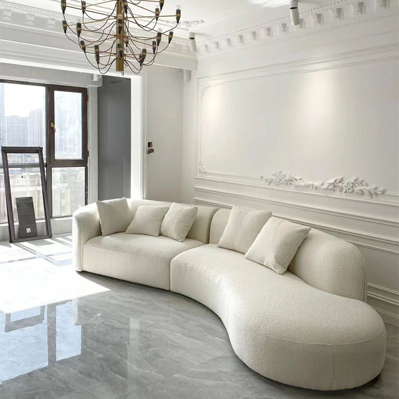 White Modern Modernos Minimalist Sectional Wohnzimm Mobels Couches Boucle Curved Living Room Modular Sofa For Home Luxury