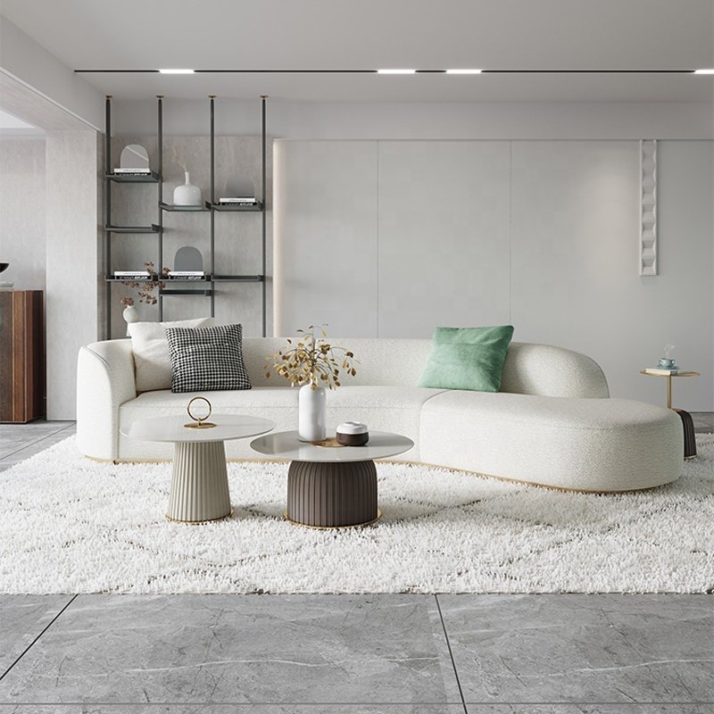 White Modern Modernos Minimalist Sectional Wohnzimm Mobels Couches Boucle Curved Living Room Modular Sofa For Home Luxury