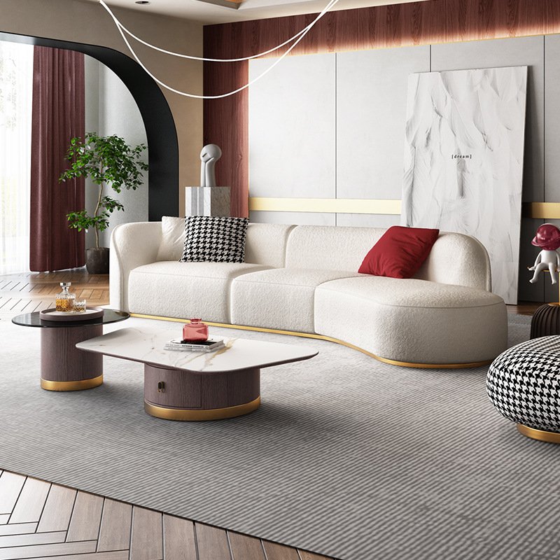 White Modern Modernos Minimalist Sectional Wohnzimm Mobels Couches Boucle Curved Living Room Modular Sofa For Home Luxury