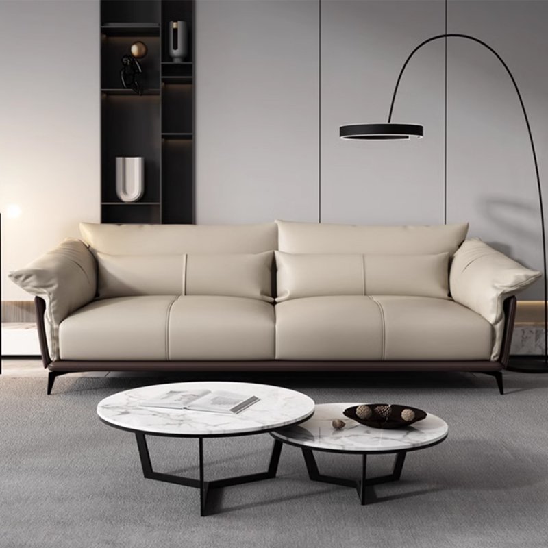 Nordic Modern Design Three-Seater Leather Office Sofa Set for Business Reception Living Room Hotel or School/Home Office